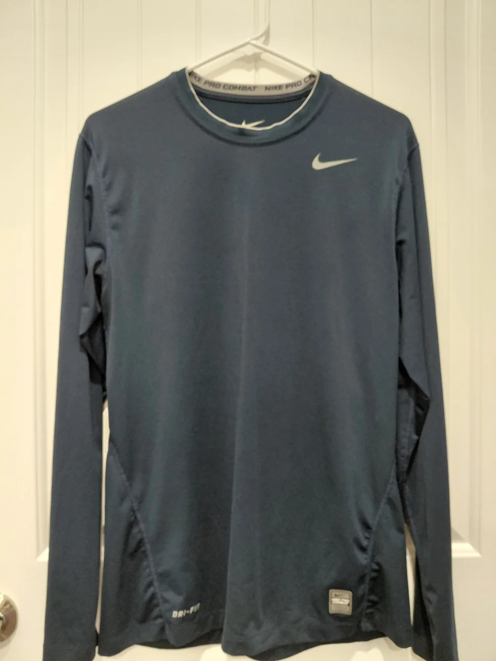 Nike Men’s Long-Sleeve Dri-FIT Crew Shirt - Slate Blue with White Swoosh